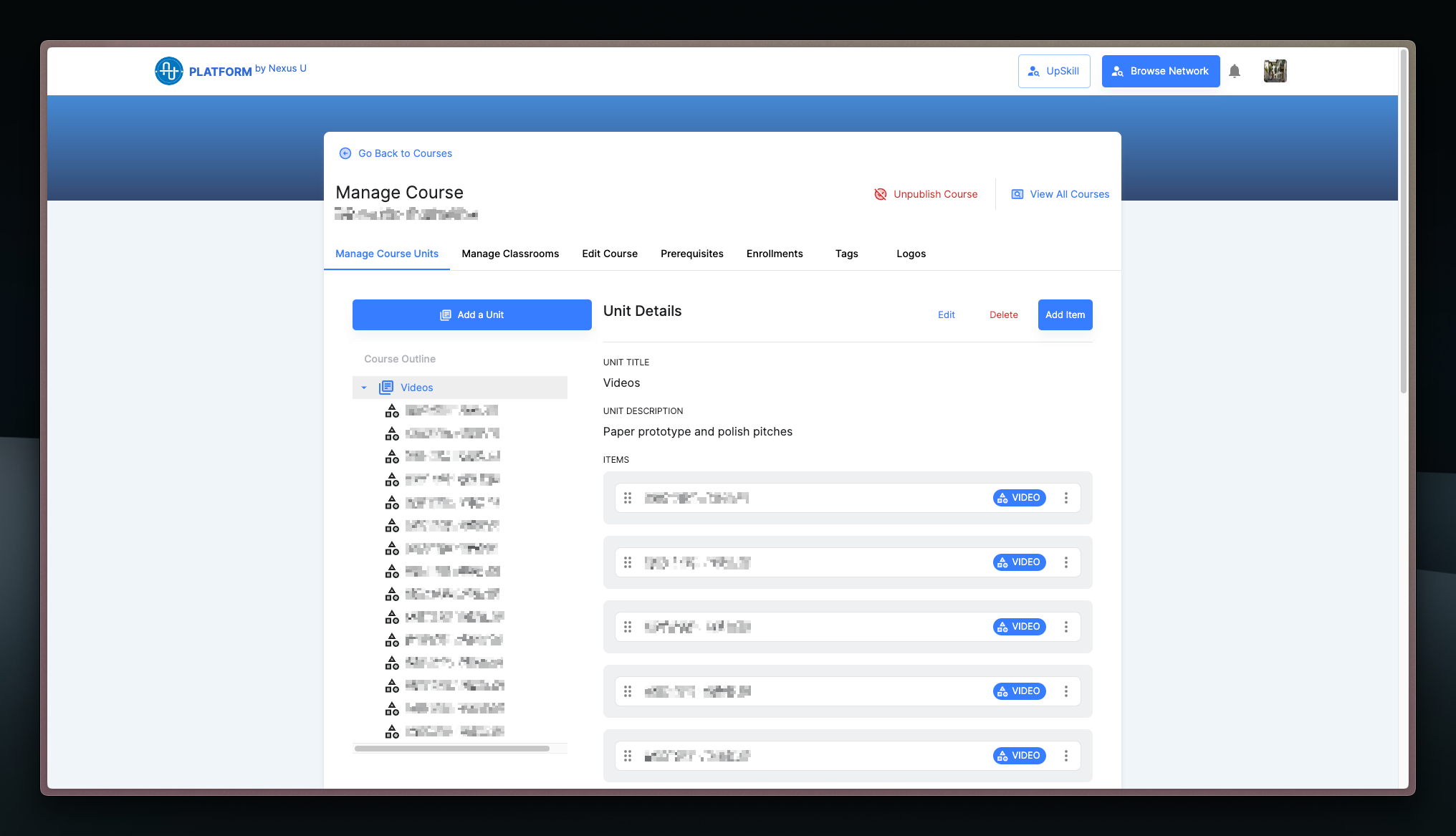 Admin - Manage Courses